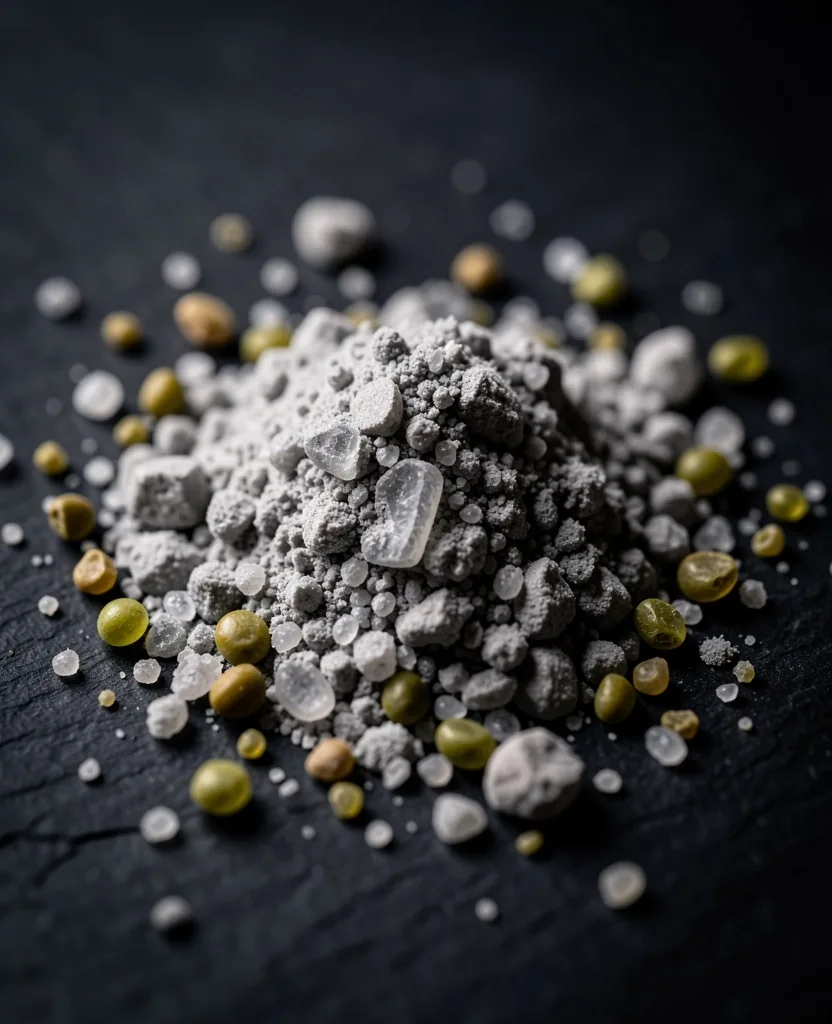 Vitamin powder macro detail from a CoreMen capsule